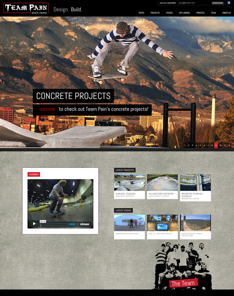 team_pain_screen1 Team Pain homepage